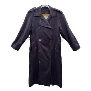 JONES NEW YORK Dark Purple Removable Wool Lining Double Breasted Trench Coat M-L